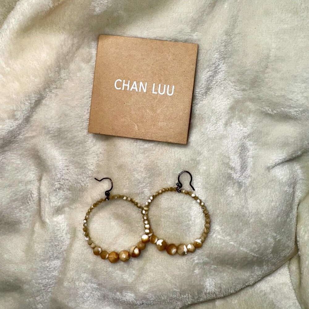 🐯 Chan Luu Tiger’s Eye Hoop Earrings – Earthy Gemstone Boho Chic